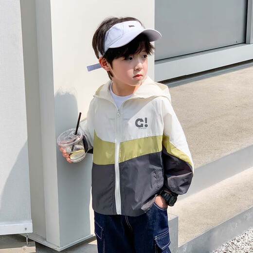 
Zuoxi boys' sun protection clothes children's skin clothes 2025 summer hoodie sun protection clothes thin coat trendy gray 150