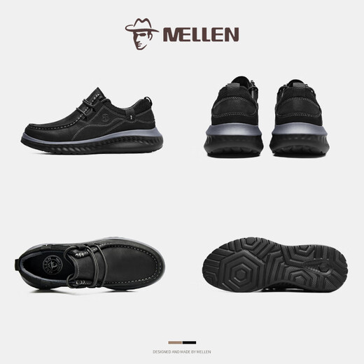 Minglang Mellen Herren neuer Mode lässige Lederschuhe Leichte weiche, komfortable Dämpfung von Lederschuhen Herren-Kee-resistente Nicht-Rutsch-Pendler-Arbeitsschuhe Schwarz 41