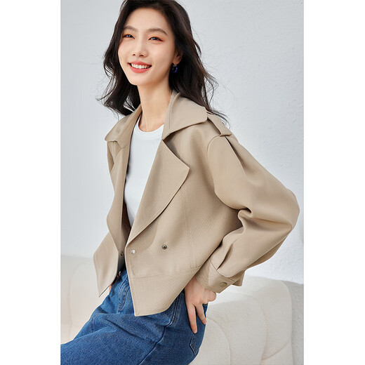 梵希蔓卡其色短款风衣外套女小个子2024年秋季新款高级感气质上衣 M3891 卡其色 XL