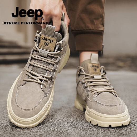 Jeep Casual Schuhe für Männer im Sommer Neue Outdoor Mid-Top British Style Martin Stiefel Nicht-Schlupf-Kleidung-resistente Bergsteiger-Arbeitsschuhe für Männer Space Grey [Standard Sportschuhgröße] 41 (255 mm)
