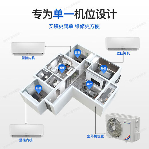 Gree air conditioner one-to-two, one-to-three DC variable frequency wall-mounted split-type home hanging multi-connected large three-horse central air conditioner for home commercial LOFT apartment fine decoration preferred heating and cooling 3 horses first-level energy efficiency one-to-three 1.5 horses + 1 horse + 1 horse - installation included