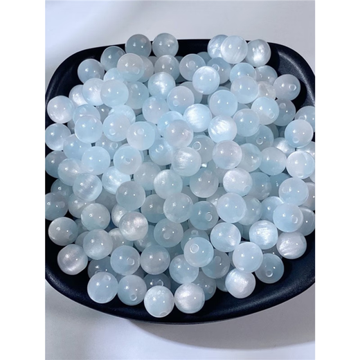 Qimei Love Cat's Eye Round Beads Loose Beads DIY Handmade Glazed Bracelet Necklace Hairpin Material Children's Chain Accessories Randomly Mixed Colors 100 Pieces 8MM