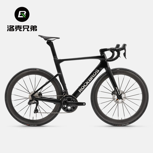 洛克兄弟（ROCKBROS）公路车碳纤维T700自行车气动破风105电变弯把碟刹竞赛车 钻石黑消光 电子变速R7170大套 定制尺寸请联系客服