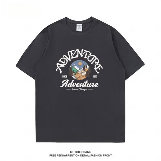 Bebw American Modemarke Sommer gedrucktes kurzärmeliges T-Shirt-Herren 2024 New Loose Retro Vielseitige Basis-Shirt Casual Top Navy T-Shirt-3884 S [75-95jin [Jin gleich 0,5 kg]]