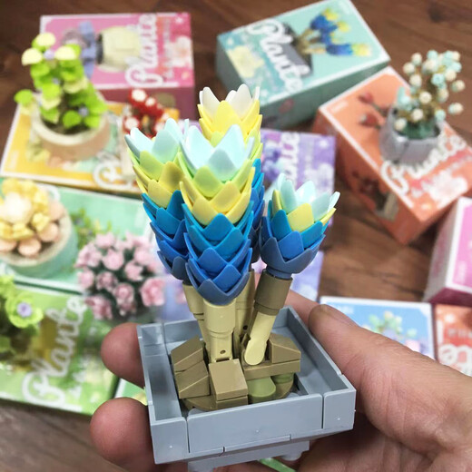 牧王星兼容乐高佳奇中国迷你多肉盆栽积木玩具女孩系列永生花教师节情人 XJ-10975(A) 雪天使