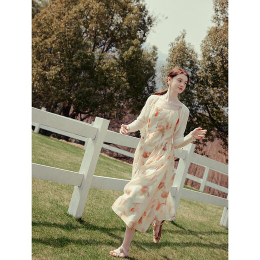 Fan Silann floral suspender dress for women French summer new style seaside vacation date skirt 24FS12222 Dream purple S