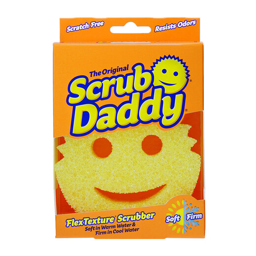 SCRUB DADDY dishwashing sponge imported from the United States smiley face cleaning scrubbing dish wiping scouring pad magic cleaning household rag single sided yellow 1 piece