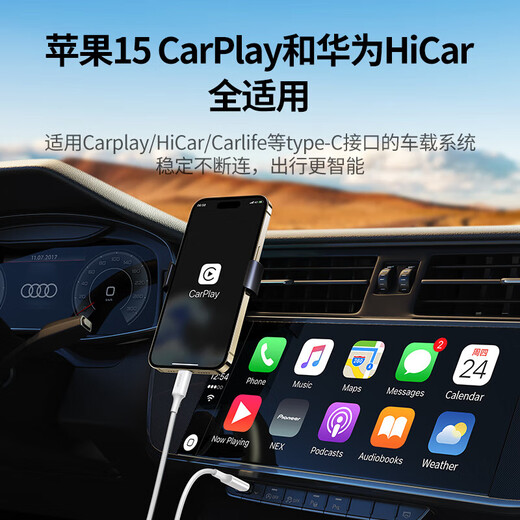 绿联双头Type-C数据线PD100W快充c to c车载充电线Carplay适用苹果iPhone15ProMax/iPad 【樱花粉】2米PD100W