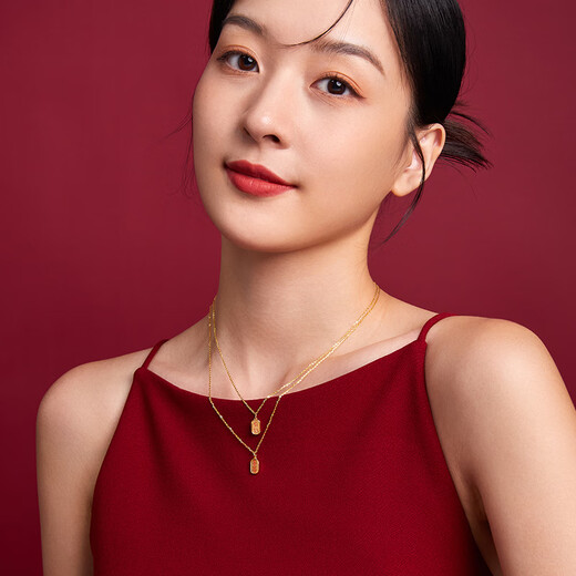 Saturday blessing yellow 18K gold pendant, Guochao Xiaofu brand gold pendant birthday gift, chain not included, good luck and good luck