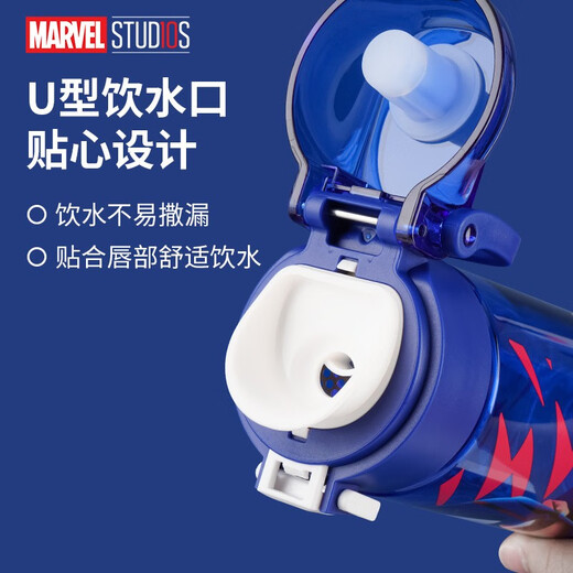 迪士尼（Disney）儿童水杯幼儿园宝宝男女孩小学生上学专用tritan塑料喝水吸管杯子 蓝队长6172直饮杯 620ml