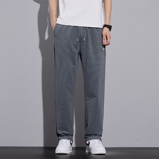 皮尔卡丹（pierre cardin）男裤夏季薄款冰丝凉感休闲裤男生垂顺挺括长裤子男直筒运动裤 6625黑色 4XL [推荐180-200斤]