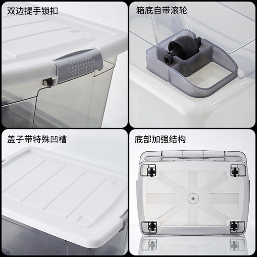 Wiayunuo Storage Box with Wheels Extra Large Thick Transparent Plastic Storage Box Storage Box Clothes Quilt Storage Box Outdoor Whole Nordic Pink 330#3 Pack