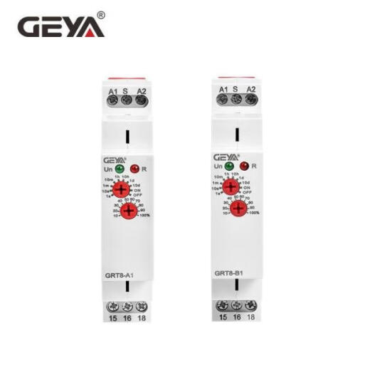 GEYA格亚GRT8-A1B1A2B2通电延时断开时间继电器模块控制器220交流 AC/DC12240V 一开一闭AT通电延时+一组瞬