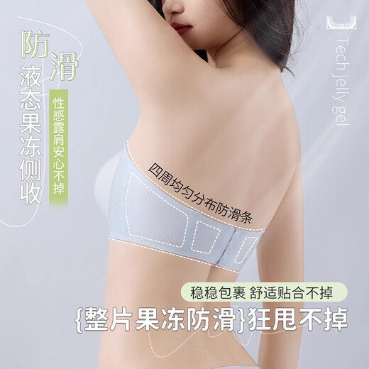 Modale trägerlose Unterwäsche für Damen, rutschfest, Push-up, Anti-Durchhängen, sommerliches dünnes, unsichtbares Schlauchoberteil, nahtloser Eisseiden-Rücken-BH, himmelblau, stabil und rutschfest, kühl und erfrischend. M Empfohlen 95–110 Jin Jin entspricht 0,5 kg 34/75ABC