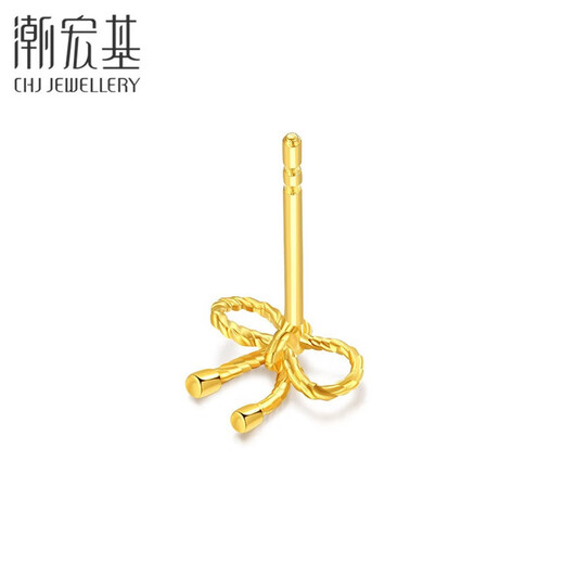 Trendy Acer bow pure gold 5G gold earrings, light luxury and fashionable birthday gift for girlfriend, priced at about 0.5g per piece