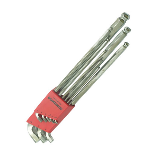 BONDHUS United States Borton Allen Wrench Set Public-English Extended Ball Head Screwdriver Imported Hardware Tools Six Square Pot 16799 (1.5-10mm) Short-tail Ball Head 9 pieces
