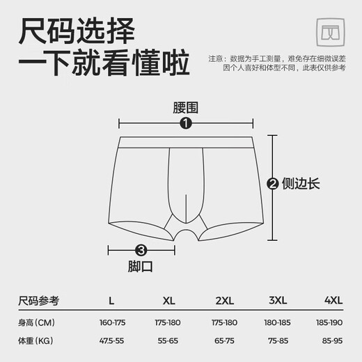 Hogar de Hailan [negocio ligero] ropa interior Algodón de algodón amoníaco 5a antibacteriano cómodo y transpirable rincones planos pantalones 3 paquete