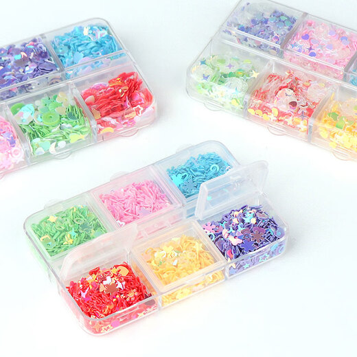 Wantao accessories children's decorative beads glitter plastic powder art handmade diy materials toys colorful small sequin powder style A (sequin net weight is about 6 grams)