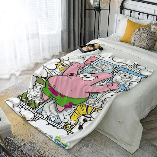 Spongebob cute cartoon pattern flannel blanket dormitory office dual-use nap blanket gt-6 70cm*100cm single layer small size-leg blanket