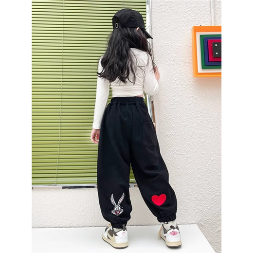 Mädchenhose Herbst- und Wintersport-Kaninchen 2025 Neue Kinder plütige Mädchenhosen großer Kinder Bindungen Füße Hosen Herbst NN-A983 [Pink] Frühlings- und Herbststil 150 cm