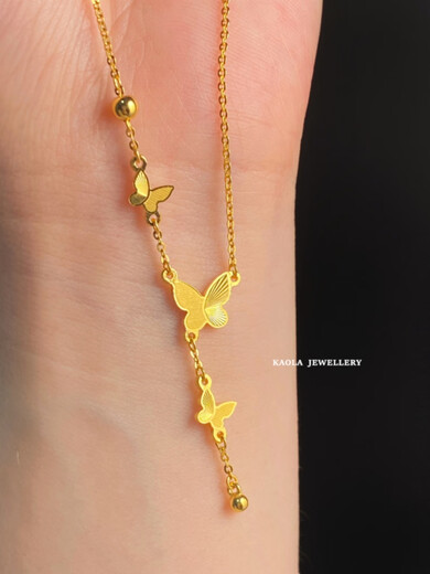 Congye's new 18.K butterfly tassel necklace for the fugitive princess sterling silver gold plated clavicle chain personalized fashion gift new 18K gold butterfly tassel necklace three butterflies