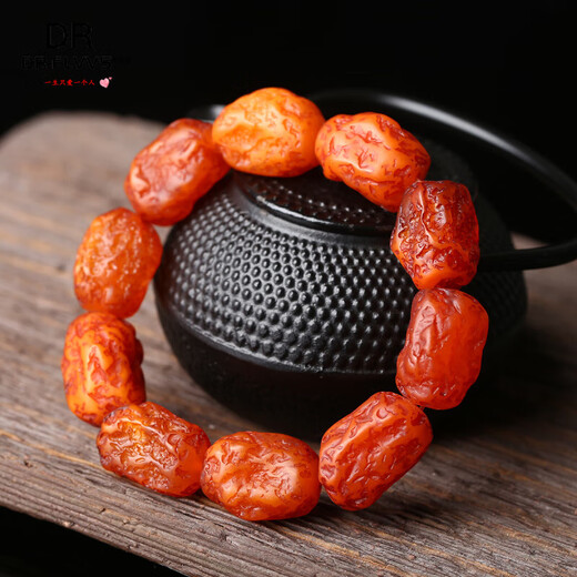 Fat Donglai's same style natural raw amber raw stone bracelet natural raw beeswax bracelet raw mine old beeswax for men