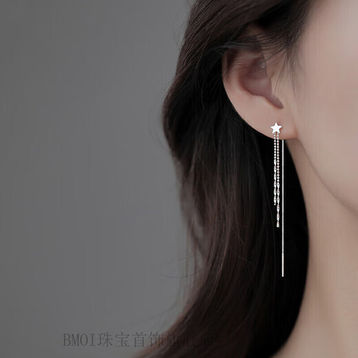 BMOI Old Phoenix 999 pure silver tassel ear wire earrings women's long earrings earrings jewelry earrings