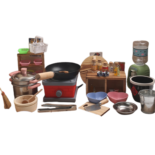 Jihuang Mini Küche Full Set echtes Kochen Geburtstagsgeschenke Kinder Haushaltsjungen und Mädchen Spielzeug Neujahr Plug-in Herd Farm House Kitchen Paket B B