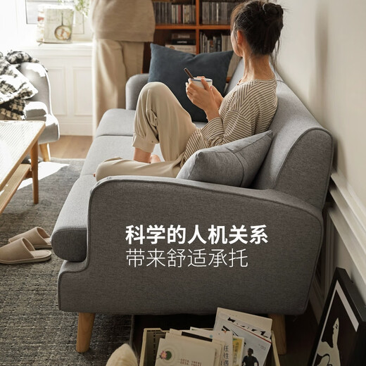 Textura de madera Genji Sofá Simple Simple Small Apartment Sala Sala de estar Sofá Nordic Tres personas Muebles Combinación Conjunto de tres personas (almohada Mist que Gray*2+Amarillo*1) Mist Grey Combinación 193cm