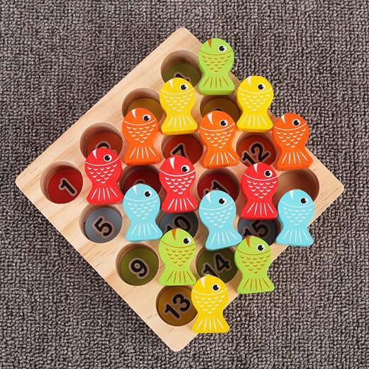 Early Education AIDS HOLDEN Jungen, Mädchen, Säuglinge, Kinder und Kinderstärke Spielzeug Massivholz 3D Stereo Magnetic Digital Fishing Game