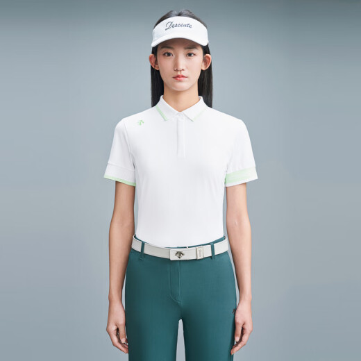 DESCENTEGOLF [Liu Yingxian's same style] Desante Golf PRO series women's knitted splicing short-sleeved POLO shirt WT-WHITEXS (155/76A)