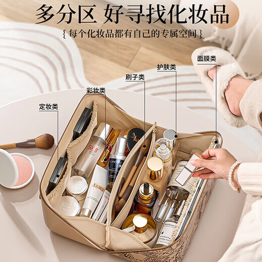 Mai Shute Cosmetic Bag Women's Large Capacity 2025 New High-End Portable Travel Cosmetic Wash Storage Bag Mocha Brown