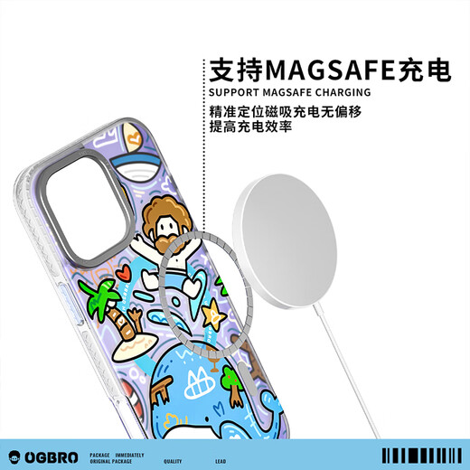 Ogbro Apple Magnetic Aspiration Anti-Fall Cas de téléphone mobile complet entier adapté au boîtier de protection 16PRO CARTONE MIGNE CARIAGE CRÉATION 16PROMAX CAS SOUTIENS MAGSAFE MAGNETINE AUTRE CHARGE SUMM