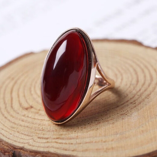 Kuang Yi Baltic Amber Ring Chicken Butter Yellow Honey Wax Ring Men and Women Blood Amber Inlaid Ring Flower Amber Hand Decoration Gift Blood Amber