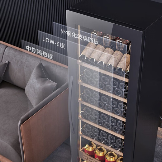 BAIKAILUN red wine cabinet constant temperature wine cabinet embedded dual temperature frost-free wine preservation cabinet home living room display tea beverage liquor wine refrigerator dual temperature zone丨hanging cup red wine tea style丨42 bottles LOW-E anti-fog door