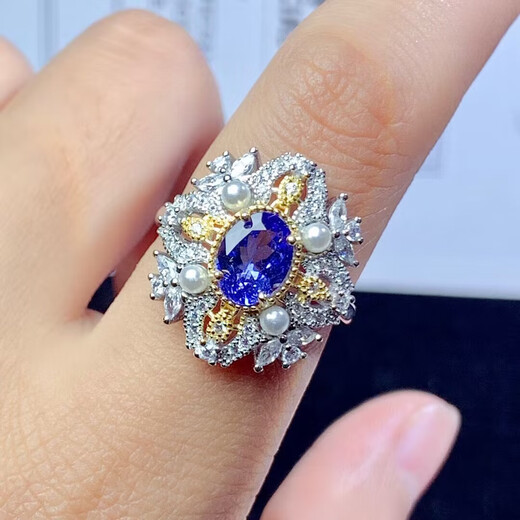 Canxian 925 silver tanzanite set ring pendant for women exquisite luxury hand-inlaid colored gemstone bare stone can be 14K9K 6*8 tanzanite ring