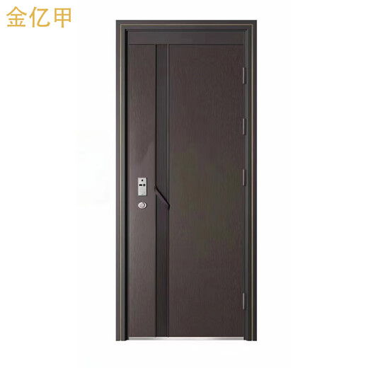 Jinyijia Doors (D01 Elisa) Simulated Wood Grain Board Entry Door Carved Magnesium Alloy Embedded Fingerprint Lock Security Door D01 Elisa Single Door