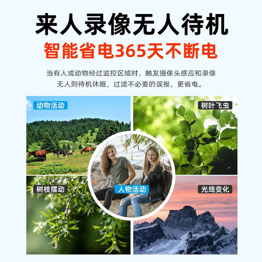 鸣胜太阳能摄像头无电无网户外电池监控360度全景免插电4G室外防水高清夜视无死角手机远程无线监控器 太阳能4G版+360度全景+跟踪+对讲+高清夜视 30天全天循环录像卡