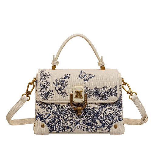ESDS HONG KONG Brand Geuthesine Leather Women's Sac Luxury Luxury 2025 Nouvelle mode Bouton de verrouillage Small Sac à carré Bouton de verrouillage Single Bouteau Single Body White (coffret cadeau Counter Box)
