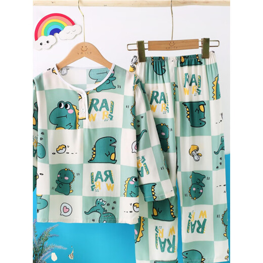 Pajama de los niños Ultraman en primavera y otoño de manga larga de manga larga de algodón delgada de algodón delgado ropa con aire acondicionado ropa para niños grandes para niños 2025 Nuevo estilo Dragón a cuadros de doble cuadro de venta caliente 140 140cm