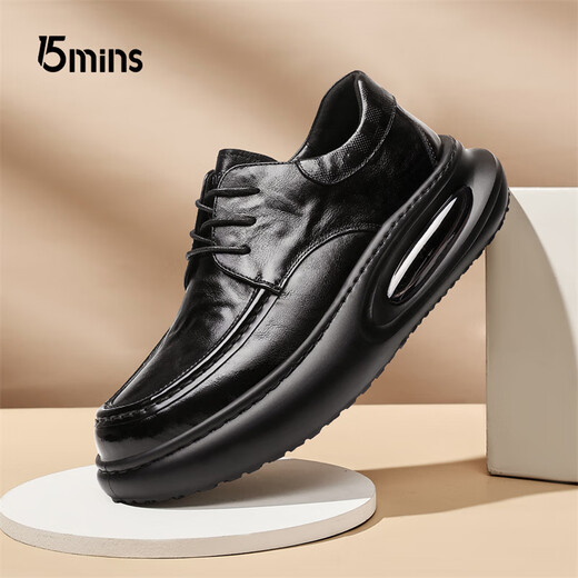 15 minutes first layer cowhide men's comfortable business shoes thick sole increased soft sole soft surface British casual shoes men's shoes E1886