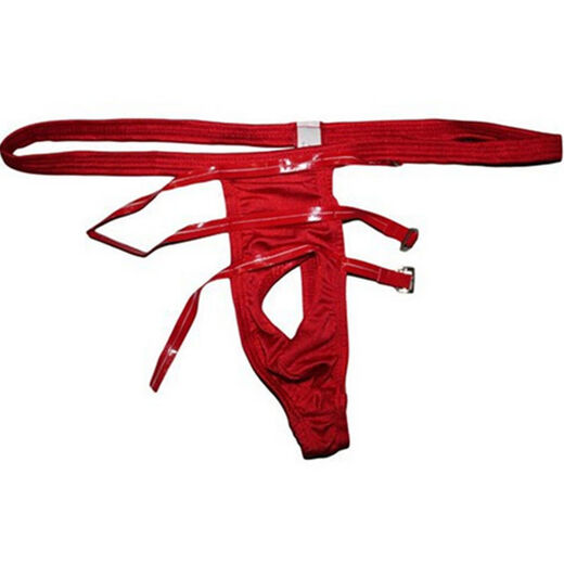 Men's hole-hole underwear sexy binding bondage temptation thong alternative T pants JJ set of underwear wholesale all red
