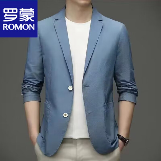 Romon Sommer -Männereis Wireless Edelstahl -Sonnenschutzanzug Jacke Solid Color Stretch Dünnanzug Top schwarz -718 4 [Vorgeschlagen 130-145jin [Jin entspricht 0,5 kg]]]