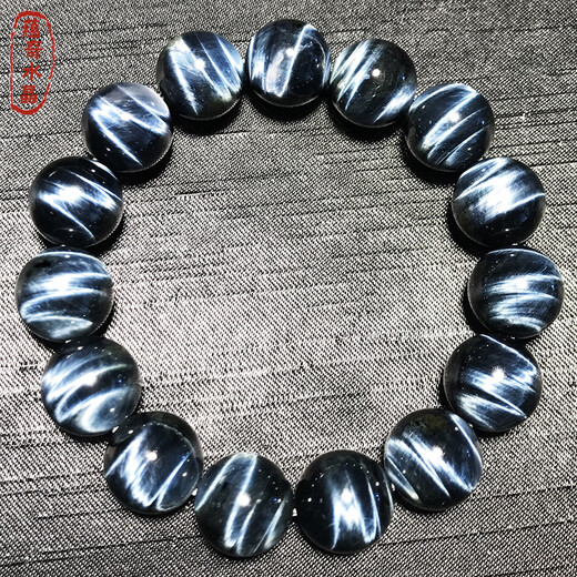 
DL 1998 Fat Donglai Quality Blue Tiger Eye Stone Bracelet Tianlan Eagle Tiger Eye Stone Cat Bracelet Men and Women Style One Picture Crystal 14223 14mm Blue Tiger Eye
