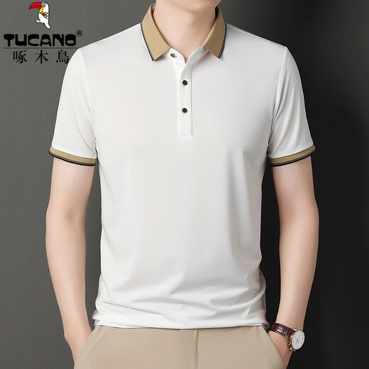 
Woodpecker (TUCANO) short-sleeved T-shirt men's lapel solid color ice silk thin Polo neck T-shirt middle-aged and young people loose and non-iron men's half-sleeved JD9918 Navy 170
