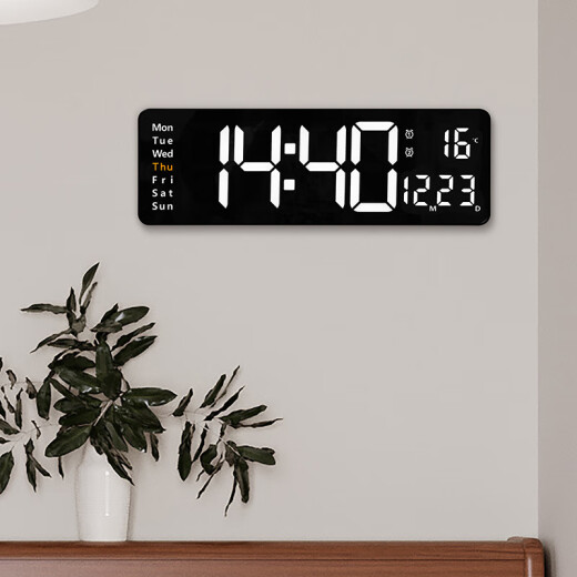 Love Makeup (Lioele) Love Makeup de 16 pulgadas Función de pantalla grande Pantalla Reloj Nordic Digital Reloj Compañería Simple Wall Clock LED Reloj Temperatura (13 pulgadas) 6629 Blue Light