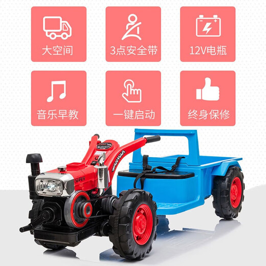 Holewa Children's Elektroauto Traktor-Spielzeugauto für Kinder 2-10 Jahre alt, kann in einem super großen Allrad-Kinderwagen, High-End Blue 10A Large Battery + Early Education Music sitzen, sitzt