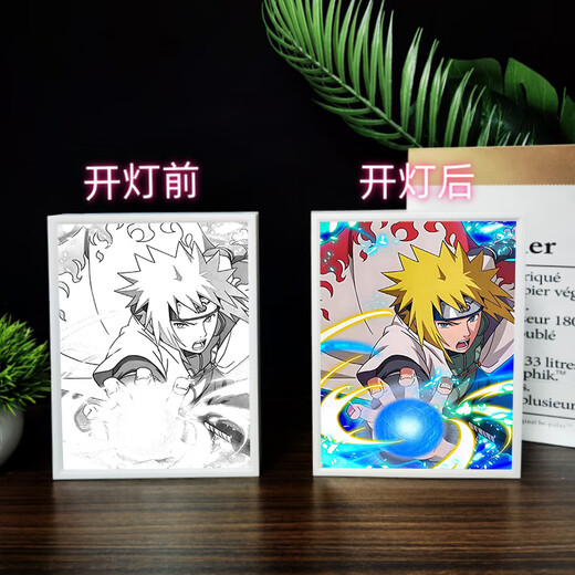 Spiegelbeleuchtung Gemälde Naruto Uchiha Obito Figur um anpassbare Atmosphäre Luminöser Fotorahmen Geschenk 13648 Wakami Mizuno 1 Spiegel weißer Rahmen 16.5*21 Plug-in-Modell