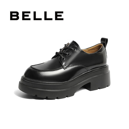 Belle Classic Oxford Shoes Women's 24 Spring New Shopping Mall Same Style Genuine Leather Heightening Shoes A6A2DAM4 Black 38