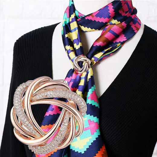 Sarala silk scarf buckle, multi-functional, non-slip hem, knotted buckle, multi-functional waist-cinching brooch, dual-purpose SN6857 circle gold (multi-purpose buckle)